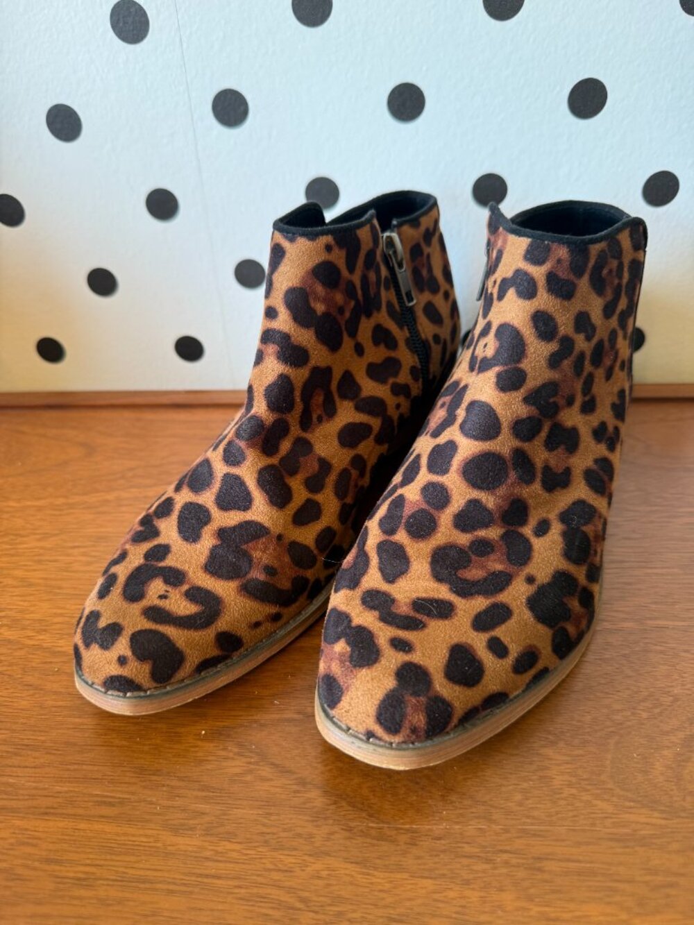 Pink Martini Leopard Print Booties Faux Fur Ankle Boots Size 38 - Picture 3 of 6